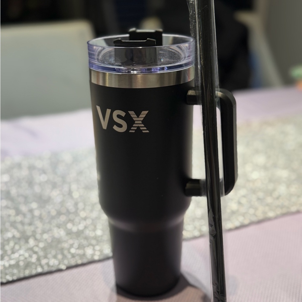 VSX Victoria's Secret Matte Black Tumbler with Handle Brand New